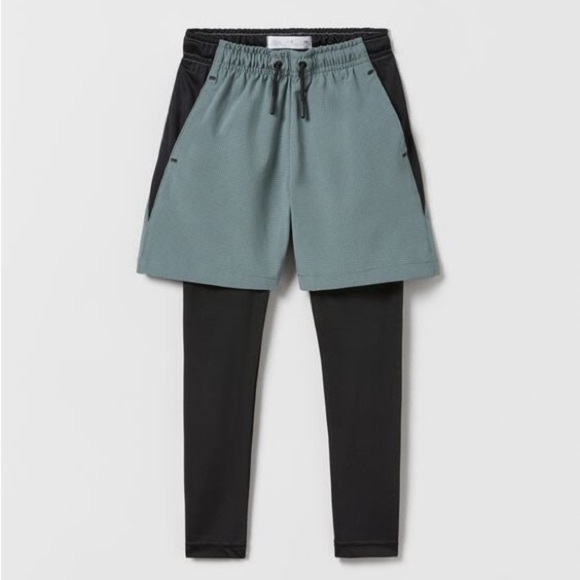 ZARA SPORTY STRETCH SHORTS WITH LEGGINGS SZ 13-14 - Picture 1 of 3